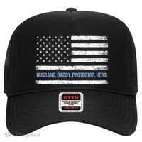 Husband Daddy Protector Hero Fathers Day American Flag Dad Cool Gift Hat thumb 0