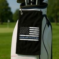Husband Daddy Protector Hero Fathers Day American Flag Dad Cool Gift Golf Towel thumb 2