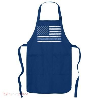 Husband Daddy Protector Hero Fathers Day American Flag Dad Cool Gift Apron