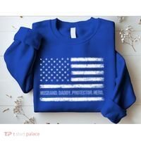 Husband Daddy Protector Hero Fathers Day American Flag Dad Cool Gift Sweatshirt thumb 2
