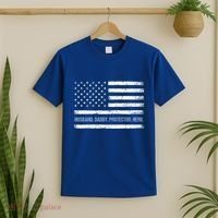 Husband Daddy Protector Hero Fathers Day American Flag Dad Cool Gift T-Shirt thumb 2