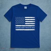 Husband Daddy Protector Hero Fathers Day American Flag Dad Cool Gift T-Shirt thumb 5