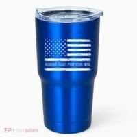 Husband Daddy Protector Hero Fathers Day American Flag Dad Cool Gift Tumbler thumb 0
