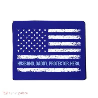 Husband Daddy Protector Hero Fathers Day American Flag Dad Cool Gift Mousepad
