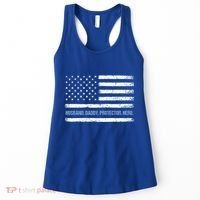Husband Daddy Protector Hero Fathers Day American Flag Dad Cool Gift Women's Tank Top thumb 0
