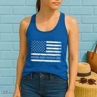 Husband Daddy Protector Hero Fathers Day American Flag Dad Cool Gift Women's Tank Top thumb 2