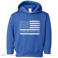 Husband Daddy Protector Hero Fathers Day American Flag Dad Cool Gift Toddler Hoodie thumb 0