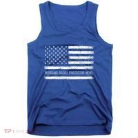 Husband Daddy Protector Hero Fathers Day American Flag Dad Cool Gift Tank Top thumb 0