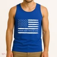 Husband Daddy Protector Hero Fathers Day American Flag Dad Cool Gift Tank Top thumb 3