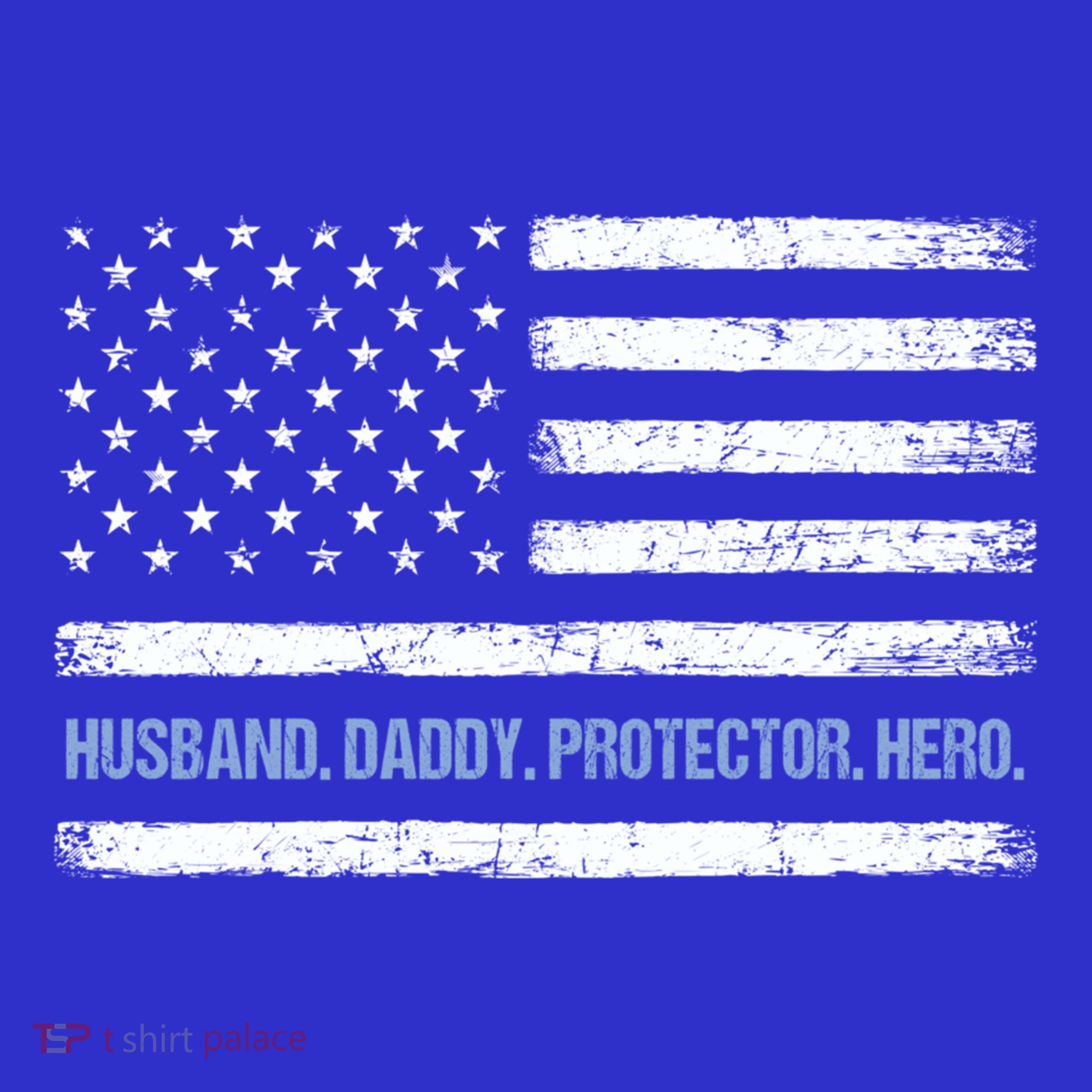 Husband Daddy Protector Hero Fathers Day American Flag Dad Cool Gift Tank Top