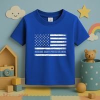 Husband Daddy Protector Hero Fathers Day American Flag Dad Cool Gift Toddler T-Shirt thumb 3