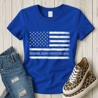 Husband Daddy Protector Hero Fathers Day American Flag Dad Cool Gift Women's T-Shirt thumb 3