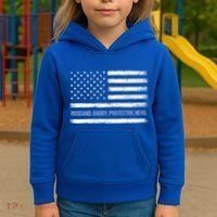 Husband Daddy Protector Hero Fathers Day American Flag Dad Cool Gift Kids Hoodie thumb 3