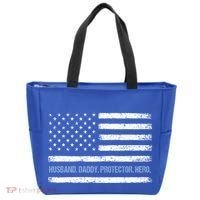 Husband Daddy Protector Hero Fathers Day American Flag Dad Cool Gift Tote Bag thumb 0