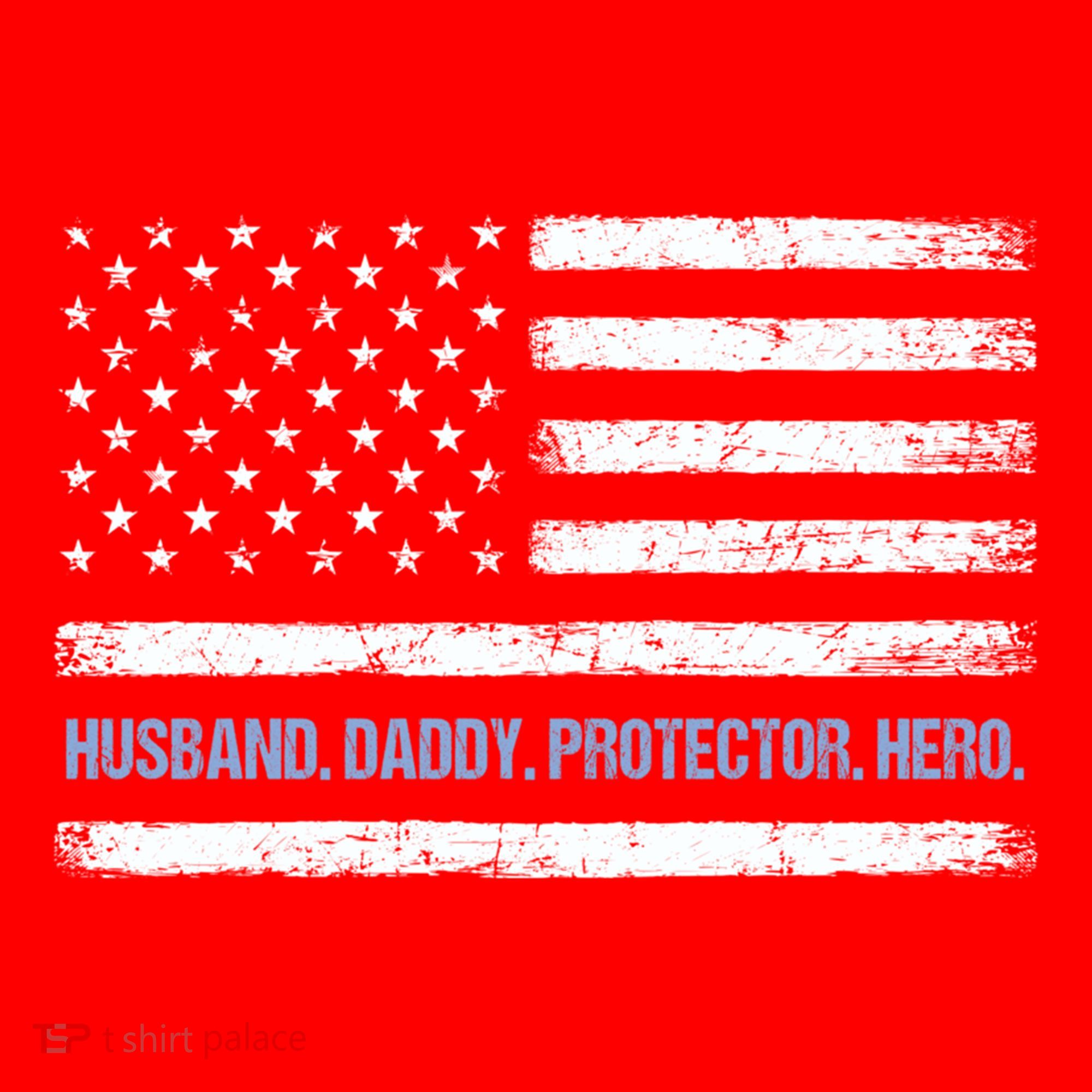 Husband Daddy Protector Hero Fathers Day American Flag Dad Cool Gift Santa Hat