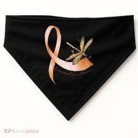 Hippie Dragonfly Peach Ribbon Endometrial Cancer Awareness USA-Made Doggie Bandana thumb 0