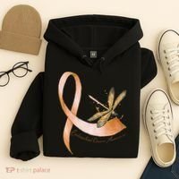 Hippie Dragonfly Peach Ribbon Endometrial Cancer Awareness Hoodie thumb 4