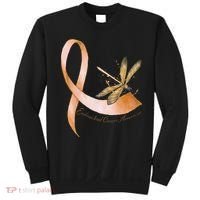 Hippie Dragonfly Peach Ribbon Endometrial Cancer Awareness Sweatshirt thumb 0