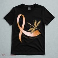 Hippie Dragonfly Peach Ribbon Endometrial Cancer Awareness T-Shirt thumb 5