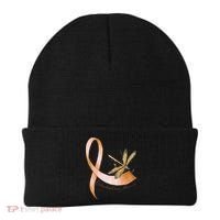 Hippie Dragonfly Peach Ribbon Endometrial Cancer Awareness Beanie thumb 0