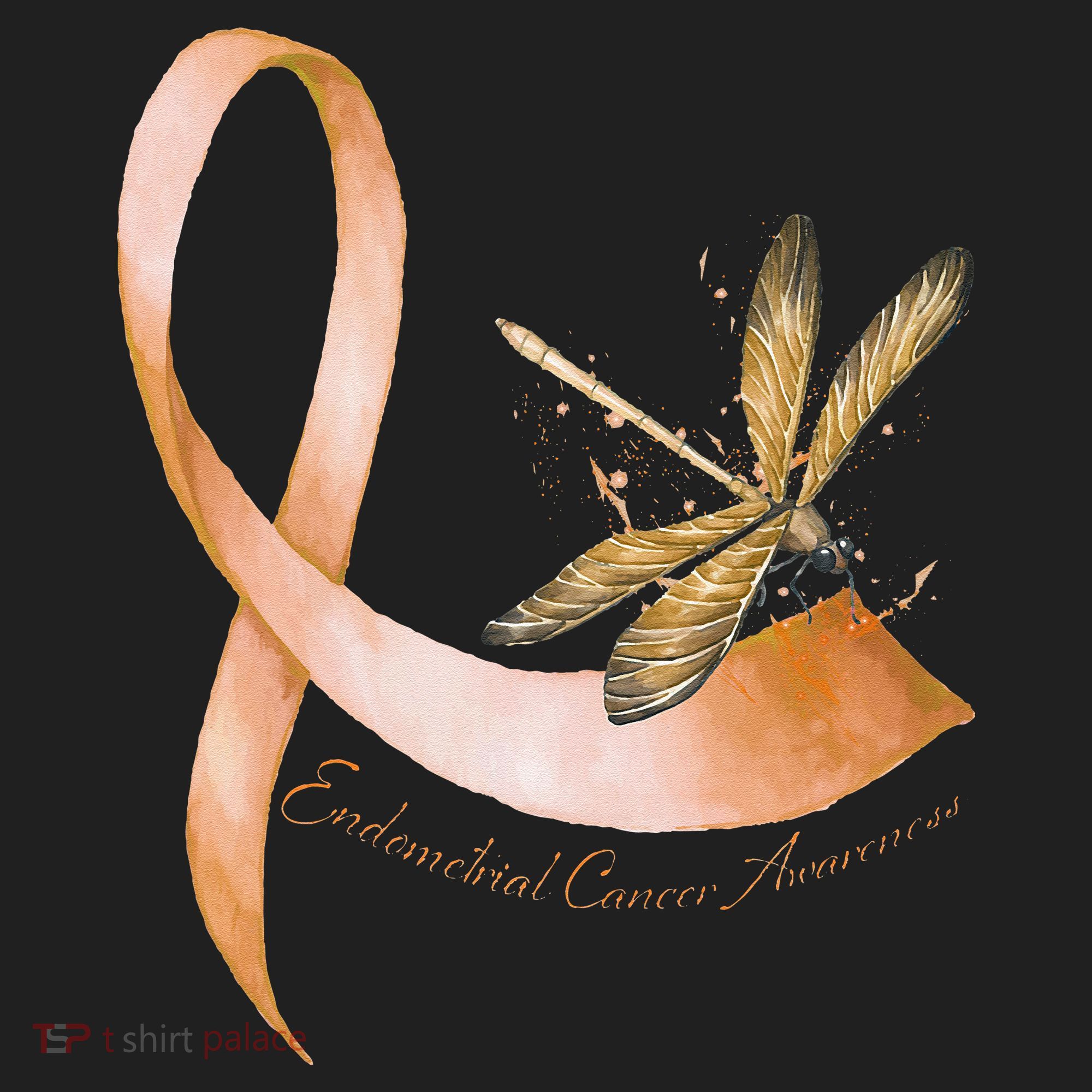 Hippie Dragonfly Peach Ribbon Endometrial Cancer Awareness Beanie