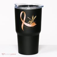 Hippie Dragonfly Peach Ribbon Endometrial Cancer Awareness Tumbler thumb 0