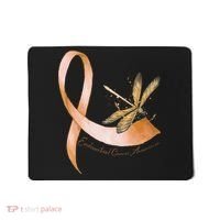Hippie Dragonfly Peach Ribbon Endometrial Cancer Awareness Mousepad thumb 0