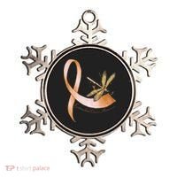 Hippie Dragonfly Peach Ribbon Endometrial Cancer Awareness Ornament thumb 0