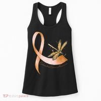 Hippie Dragonfly Peach Ribbon Endometrial Cancer Awareness Women's Tank Top thumb 0