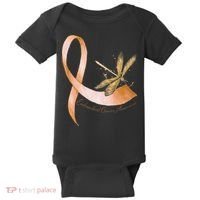 Hippie Dragonfly Peach Ribbon Endometrial Cancer Awareness Baby Bodysuit thumb 0