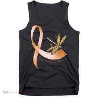 Hippie Dragonfly Peach Ribbon Endometrial Cancer Awareness Tank Top thumb 0