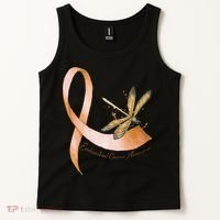 Hippie Dragonfly Peach Ribbon Endometrial Cancer Awareness Tank Top thumb 2