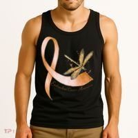 Hippie Dragonfly Peach Ribbon Endometrial Cancer Awareness Tank Top thumb 3