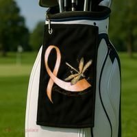 Hippie Dragonfly Peach Ribbon Endometrial Cancer Awareness Golf Towel thumb 2