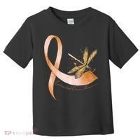 Hippie Dragonfly Peach Ribbon Endometrial Cancer Awareness Toddler T-Shirt thumb 0