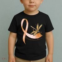 Hippie Dragonfly Peach Ribbon Endometrial Cancer Awareness Toddler T-Shirt thumb 2