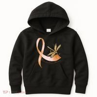 Hippie Dragonfly Peach Ribbon Endometrial Cancer Awareness Kids Hoodie thumb 0