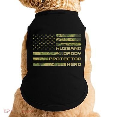 Husband Daddy Protector Hero Camouflage Usa Flag Doggie Tank