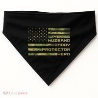 Husband Daddy Protector Hero Camouflage Usa Flag USA-Made Doggie Bandana thumb 0