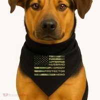 Husband Daddy Protector Hero Camouflage Usa Flag USA-Made Doggie Bandana thumb 1