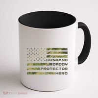 Husband Daddy Protector Hero Camouflage Usa Flag Coffee Mug thumb 1
