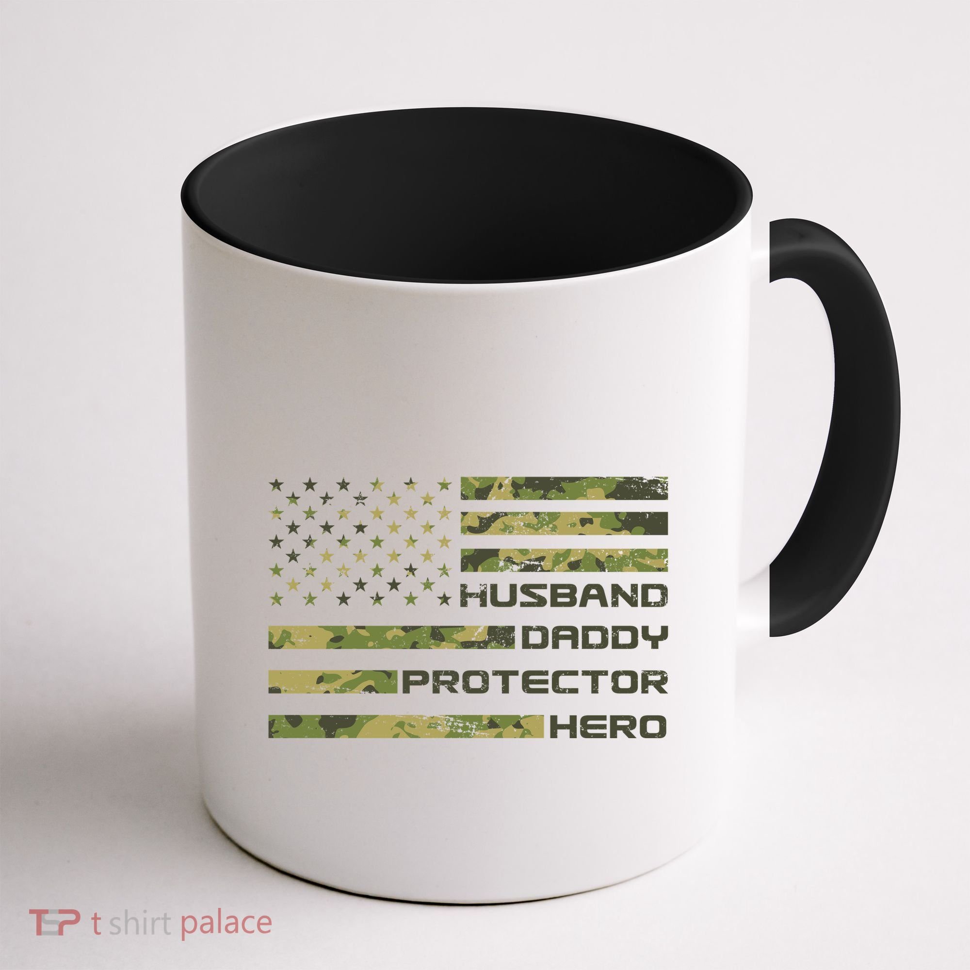 Husband Daddy Protector Hero Camouflage Usa Flag Coffee Mug