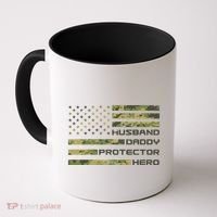 Husband Daddy Protector Hero Camouflage Usa Flag Coffee Mug thumb 0