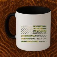 Husband Daddy Protector Hero Camouflage Usa Flag Coffee Mug thumb 2