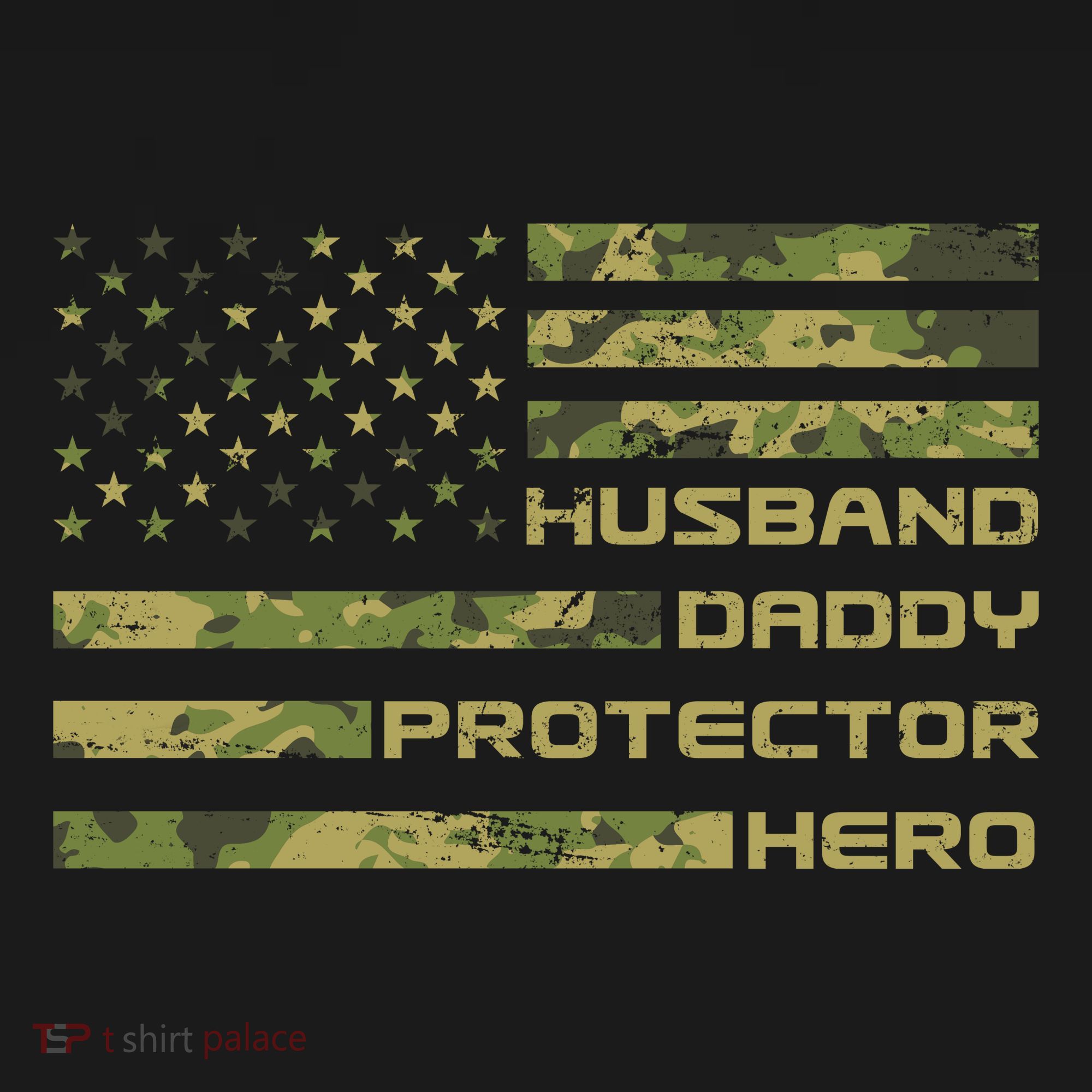 Husband Daddy Protector Hero Camouflage Usa Flag Polo