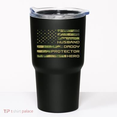 Husband Daddy Protector Hero Camouflage Usa Flag Tumbler