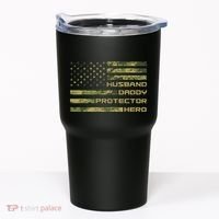 Husband Daddy Protector Hero Camouflage Usa Flag Tumbler thumb 0