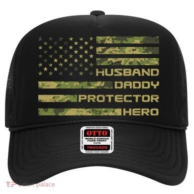 Husband Daddy Protector Hero Camouflage Usa Flag Hat