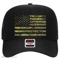 Husband Daddy Protector Hero Camouflage Usa Flag Hat thumb 0
