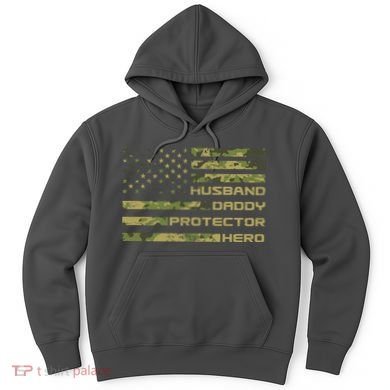 Husband Daddy Protector Hero Camouflage Usa Flag Hoodie